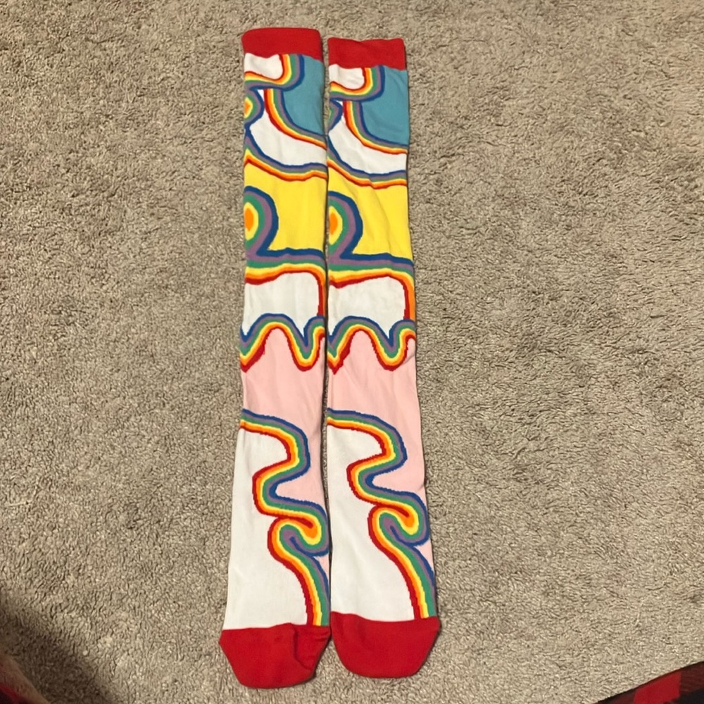 Thigh high rainbow modernist socks
